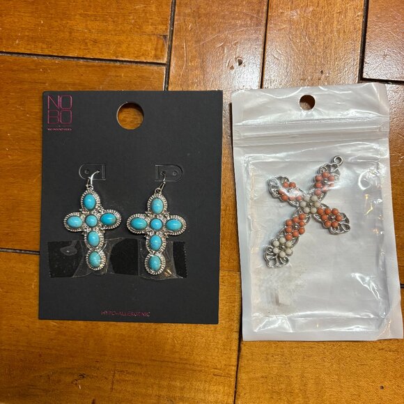 Jewelry - NWOT: CROSS Costume Jewelry: One Pair Earrings and One Pendant